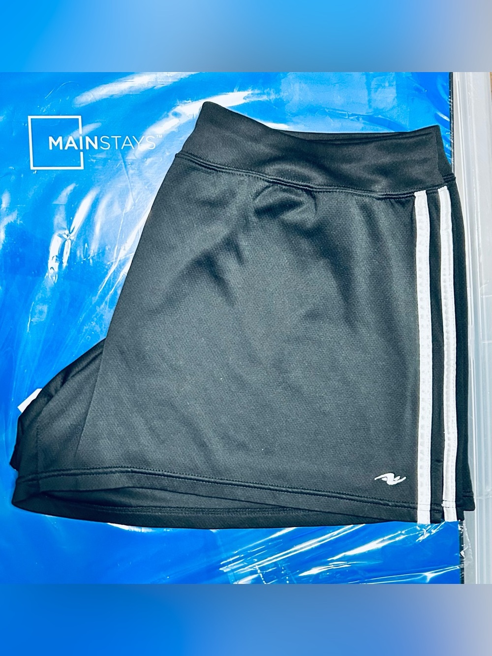 Shorts Athletic Works Women's Black Athletic Wear White Double Stripe Slit Side